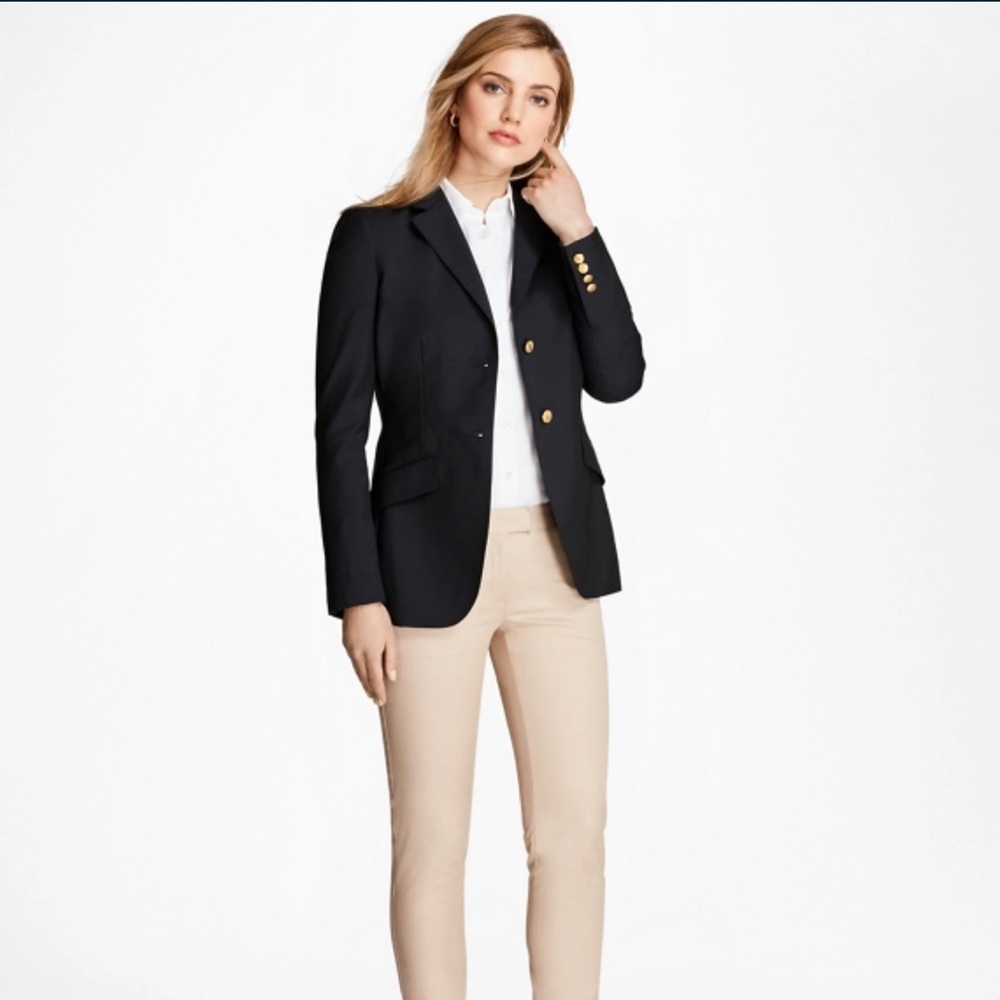 Brooks Brothers Navy Wool 2 Button Blazer Size 6